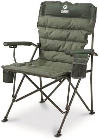 Guide Gear Oversized XL Comfort Padded Mammoth Camping Chair; Includes Carry Bag, Portable, Folding, Large Camp Lounge Chairs for Outdoor, Adults, Men and Women, Heavy-Duty 500-Pound Capacity Green