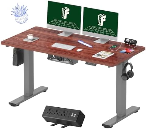 FLEXISPOT EN2 48"x24" Standing Desk with Power Strip Bundle, Black