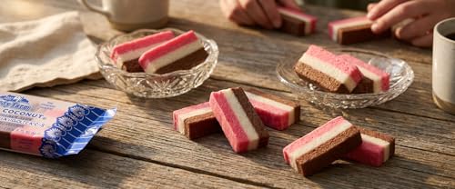 Neapolitan Coconut Slice Candy Bars (Vanilla, Chocolate & Strawberry-striped moist coconut 1.65 Ounce Bars)