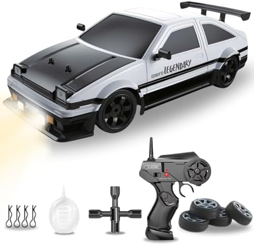 Liberty Imports RC Drift Car 1/16 2.4GHz 4WD Remote Control Sport Racing On-Road Vehicle with LED Light, Batteries and Drift Tires (Red)