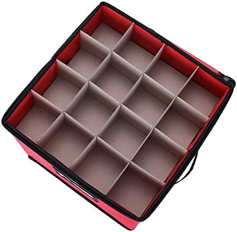 Sattiyrch Christmas Ornament Storage Box,Canvas Stores up-to 64 Standard Holiday Ornaments Holder,12 x 12 Inch 4 Layer Xmas Storage Containers,Green