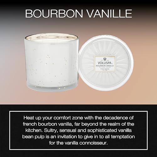 Voluspa Bourbon Vanille, Grande Maison 3 Wick Glass Candle, 36 Ounces, 100 Hour Burn Time, Coconut Wax for Clean Burning, Handcrafted in the USA