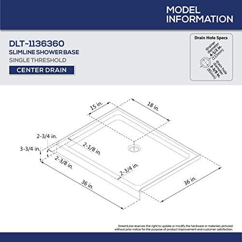 DreamLine 32 in. D x 32 in. W x 76 3/4 in. H Center Drain Acrylic Shower Base and QWALL-5 Backwall Kit In White, DL-6195C-01