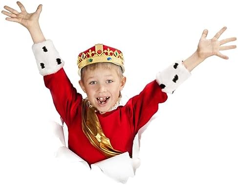BLUE PANDA 4-Pieces King and Queen Crowns Set - Gold Crowns and Tiara for Royal Theme Birthday Party Costume Accessories and Photo Booth Props