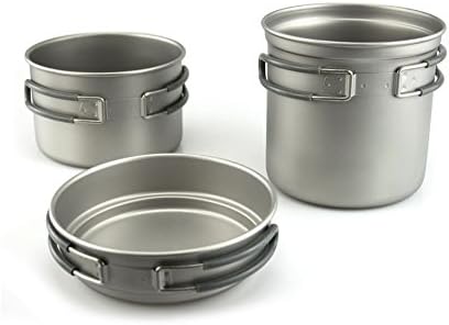 Keith Ti6014 Grade 1 Pure Titanium 3-Piece Pot and Pan Set