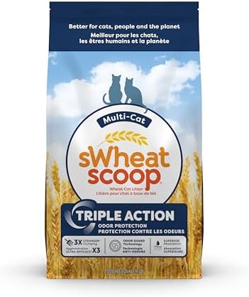 sWheat Scoop Natural Wheat Multi-Cat Litter, Superior Clumping with Odor Neutralizing Enzymes, 25 Pound Bag