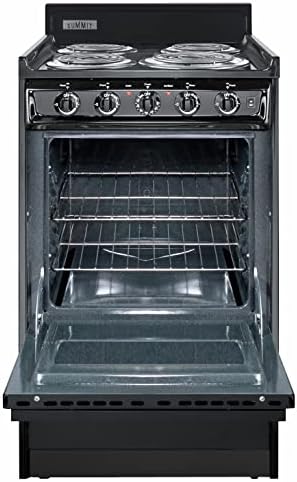 Summit 20" 4 Burner Electric Range, Black - TEM110C