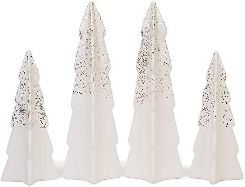 Mark Feldstein & Associates Village White Glitter 12 inch Porcelain LED Christmas Figurines 9 Piece Set