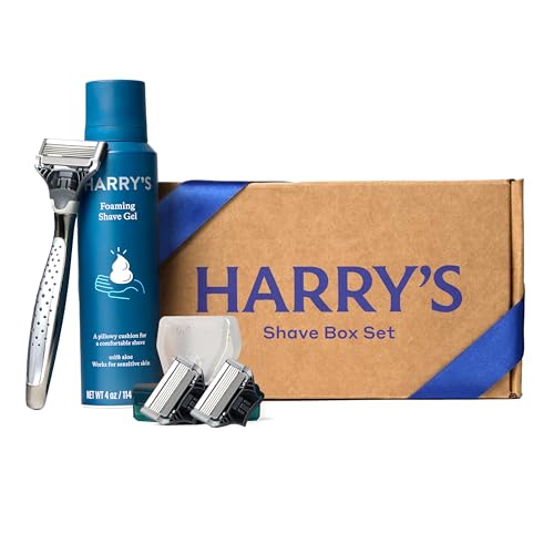 Harry's Original Shaving Kit for Men - Razor Handle, 3 Refills, Shave Gel