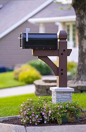 Premium Mailbox Post Set Cross-Arm Classic Coffee