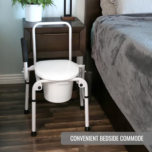 DMI Portable Toilet for Adults, Deluxe Commode For The Elderly, FSA HSA Eligible, Drop Arm Commode For Easy Transfers