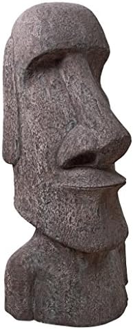Design Toscano Easter Island Ahu Akivi Moai Monolith Garden Statue, Extra Large, 32 Inch, Cast Stone Resin, Grey Stone