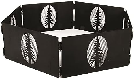 Camco Portable 27 x 8.5" Outdoor 6 Piece Collapsible Steel Campfire Ring with Storage Bag for Safe Natural Wood Burning Fires