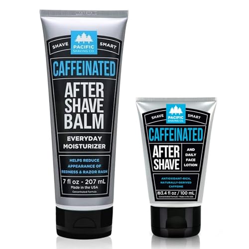 Pacific Shaving Company Caffeinated Aftershave - Helps Reduce Appearance of Redness, With Safe, Natural, and Plant-Derived Ingredients, Soothes Skin, Paraben-Free, Made in USA, 3.4 oz | Men's Grooming Post-Shave Balm for Sensitive Skin with Spearmint - A…