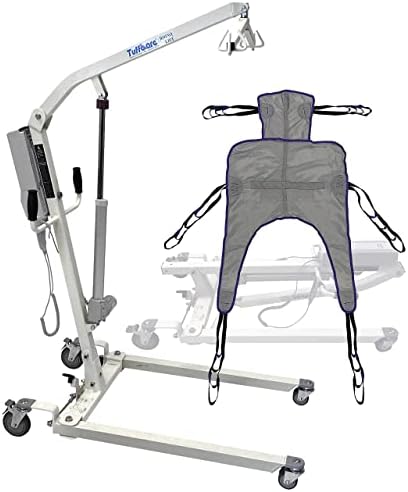 Electric Patient Lift - Rhino Lift with Manual Low Base - with Universal Divided Leg Sling(Large), 450 lb. Weight Capacity.