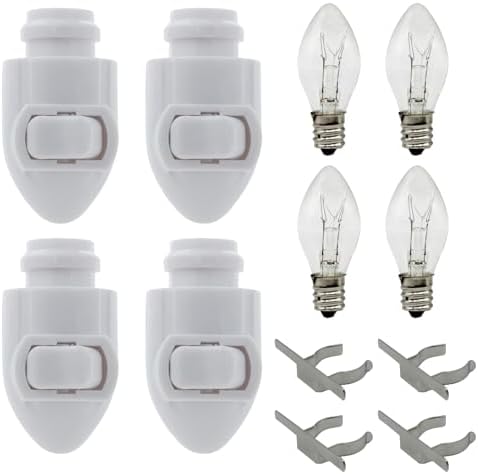 Creative Hobbies Auto On Sensor Plug in Night Light Module Includes 4 Bulbs and 4 Metal Clips, Great for Making Your Own Decorative Night Lights