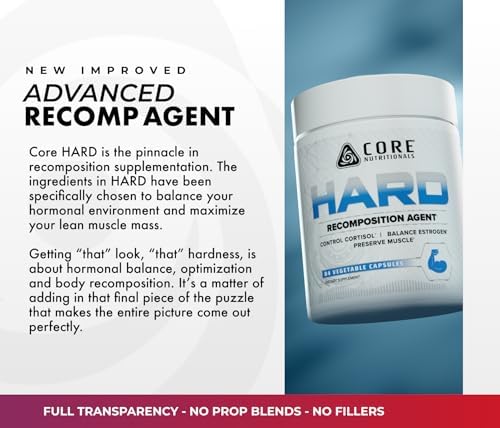 Core Nutritionals Hard Recomposition, Hormone Support, 84 Capsules | Cortisol Support, Fat Metabolism Support, KSM-66 Ashwagandha, DIM, L-Theanine