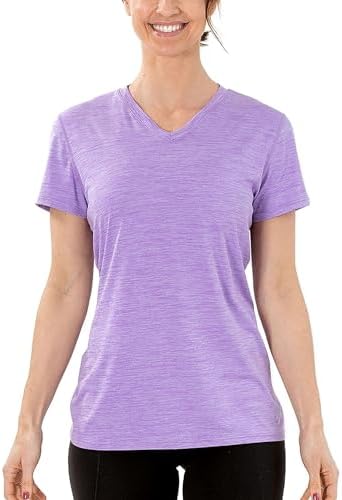 Arctic Cool Women's V-Neck Instant Cooling Moisture Wicking Performance UPF 50+ Short Sleeve Workout Shirt