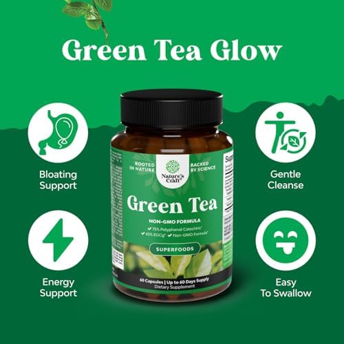Green Tea Extract Capsules - 500mg Pure Leaf Green Tea Caffeine Supplement - EGCG