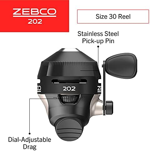 Zebco 202 Spincast Fishing Reel, Right-Hand Retrieve, Durable All-Metal Gears, Stainless Steel Pick-up Pin, Pre-Spooled with 10-Pound Zebco Fishing Line,