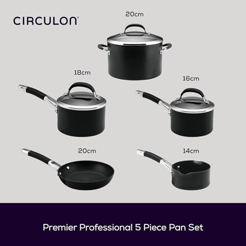 Circulon Premier Professional Hard Anodised Cookware Set, Black - 5 Piece
