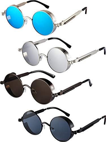 Frienda 4 Pcs Retro Steampunk Sunglasses
