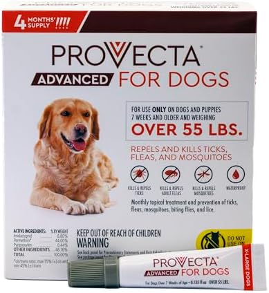 Provecta® Advanced for Extra Large Dogs (Over 55 lbs) Flea and Tick Topical Treatment, 4-Month Supply