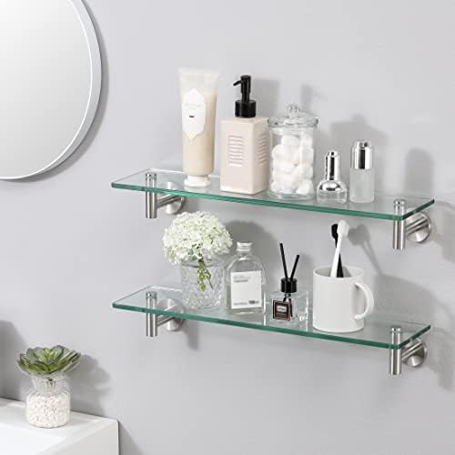 KES Glass Shelf for Bathroom, 20-Inch, 3 Pack, Brushed Finish