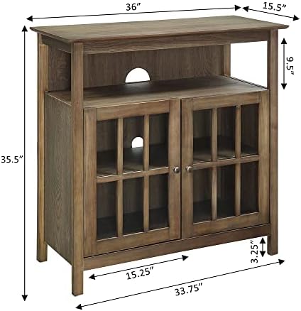 Convenience Concepts Big Sur Highboy TV Stand with Storage Cabinets and Shelves in White Finish