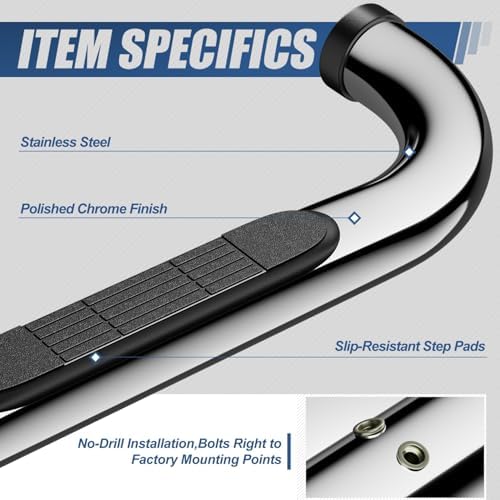 Auto Dynasty Running Board for 1999-2019 Silverado 1500-3500HD Extended Cab | 3" Stainless Steel Step Bars Fits For 99-19 Silverado Sierra 1500