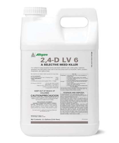 ALLIGARE 2,4-D Amine Weed Killer Concentrate - Post-Emergent Herbicide to Control Pigweed, Thistle, Ragweed, & More - 47.2% Active Ingredient - for Lawns, Pastures, Aquatic Sites & Crops - 2.5 Gallon