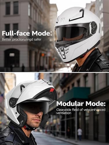 Motorcycle Modular Full Face Helmet DOT Approved - YEMA Helmet YM-925 Motorbike Casco Moto Moped Street Bike Racing Helmet with Sun Visor for Adult Youth Men and Women
