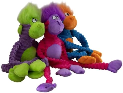 PetSport 2 Pack of Jungle Monkey Plush Dog Toys with Squeakers and Floppy Limbs, 14 Inch, Assorted Designs