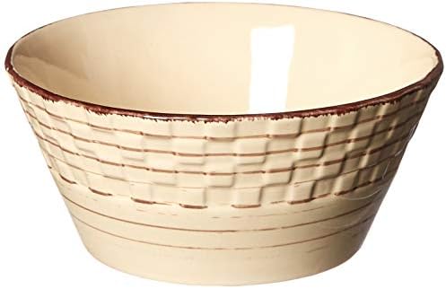 Lorren Home Trends Distressed Weave Dinnerware Set, Buttercup, 16 Piece | Service for 4