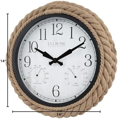 La Crosse Clock 433-3836 14-inch Rowan Indoor/Outdoor Rope Analog Quartz Wall Clock