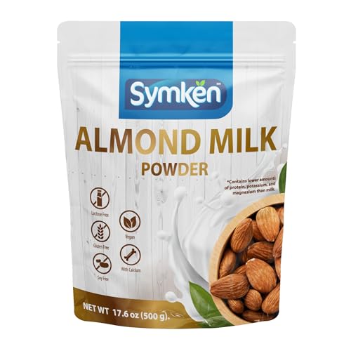 SYMKEN Almond Milk Powder 17.6 Oz (500g) | Pure Almond | No added sugar | Vegan | Gluten free | Lactose free | Non-GMO | Non-Dairy | Vegan protein