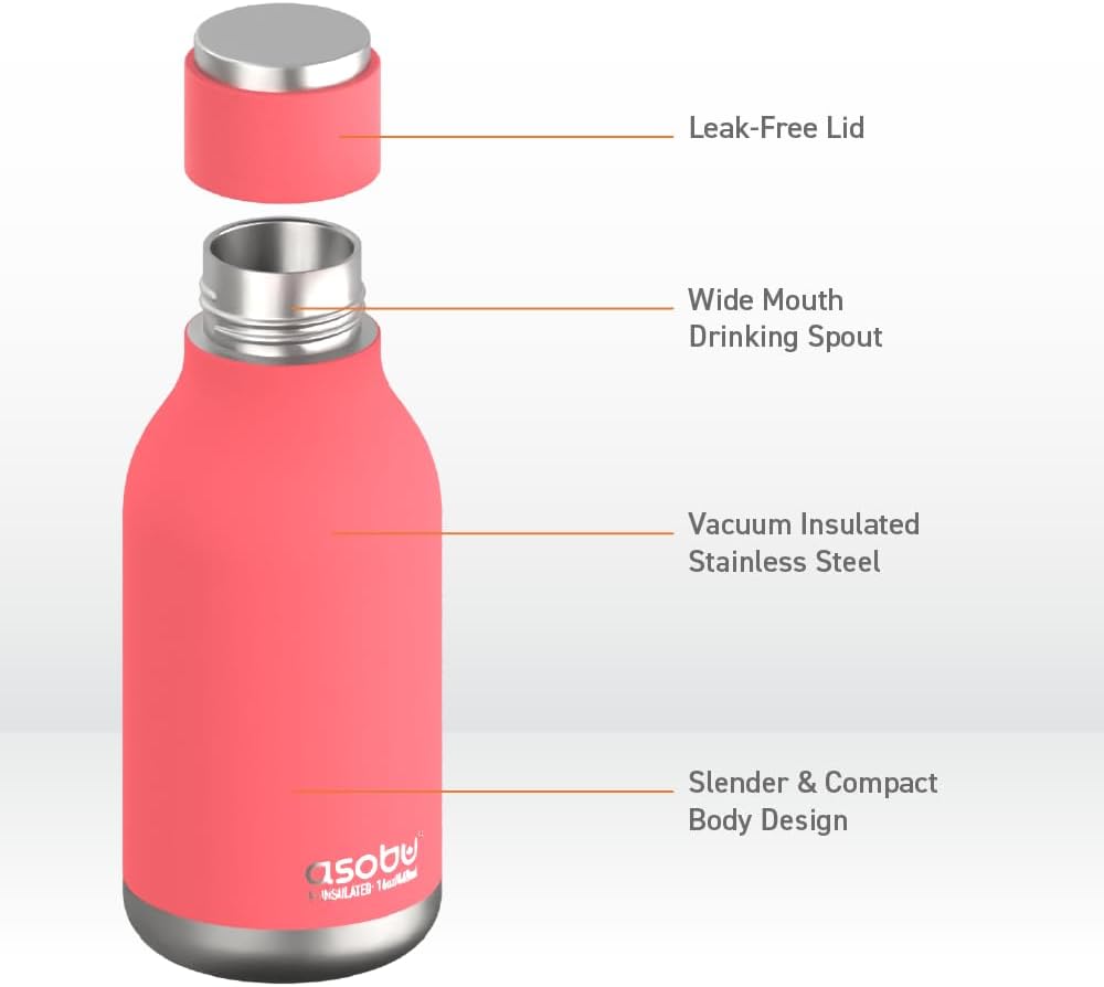 Urban Insulated and Double Walled Stainless Steel Bottle 16 Ounce by Asobu (Pastel Blue)