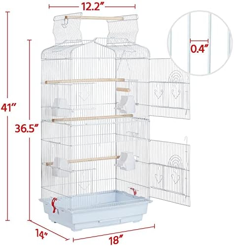 Yaheetech 41-Inch Portable Hanging Flight Bird Cage for Small Parrots Quaker Cockatiels Sun Parakeets Green Cheek Conures Finches Canary Budgies