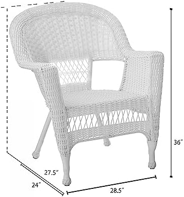 Jeco Wicker Chair with Sage Cushion Outdoor Patio Furniture Resin Steel Frame White