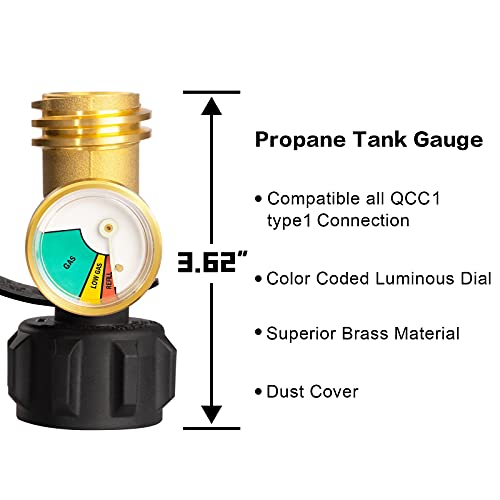 Propane Tank Gauge Level Indicator Leak Detector for 5-40 lb Tanks 2 Pack