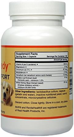 PetRemedy Pet Blood Sugar Support. Natural Supplement maintains Healthy Glucose Levels in Diabetic Cats and Dogs. (180 Capsules, 90 Days Supply)