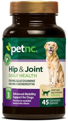 PetNC Natural Care Hip and Joint Soft Chews for Dogs, 90 Count - 27591 | Glucosamine Chondroitin MSM Dog Chews with Hyaluronic Acid, Liver Flavored Bone & Joint Support Supplement, For All Breeds