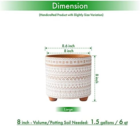D'vine Dev 8 Inch Terracotta Planter with Drainage, Saharan Script, 33-953-D-1