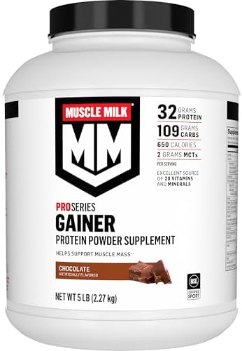 Muscle Milk Gainer Protein Powder, Vanilla Creme, 32g Protein, 5 Pound