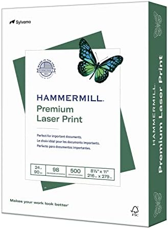Hammermill 104604 Laser Print Office Paper, 98 Brightness, 24lb, 8-1/2 x 11, White, 500 Sheets/Rm (HAM104604)