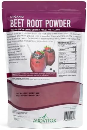 Alovitox Beet Root Powder: USDA Organic, Nitric Oxide Boost, Fuels Workouts