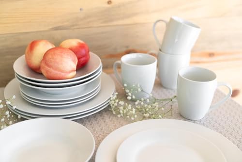 10 Strawberry Street Simply Square 16 Piece Dinnerware Set, Porcelain, White
