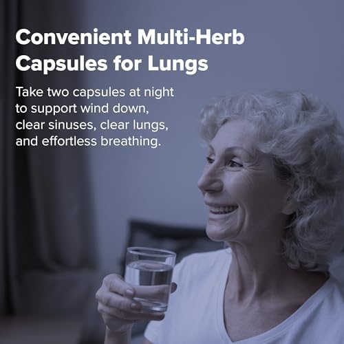 SinoClear PM Lung Detox & Sinus Pressure Relief Supplement 60 caps, Nighttime Nasal Decongestant, Sinus Relief, & Lung Cleanse Blend - Mullein Leaf