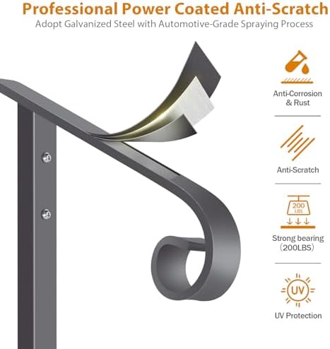 Wrought Iron Handrail 38.8" H, Single Post Handrail Fits 1 or 2 Steps