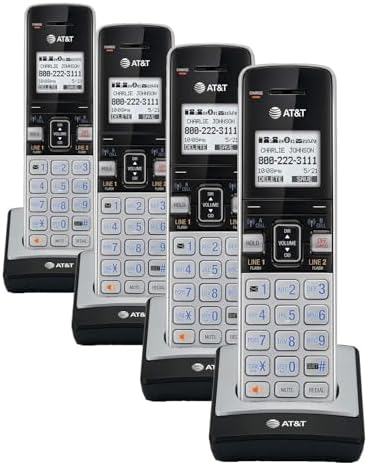 AT&T TL86103 2-Line Corded/Cordless Phone System for Small Business with Answering Machine, Connect-to-Cell Bluetooth, Caller ID, Intercom, Long Range & Expandable to 12 Handsets (Silver/Black)